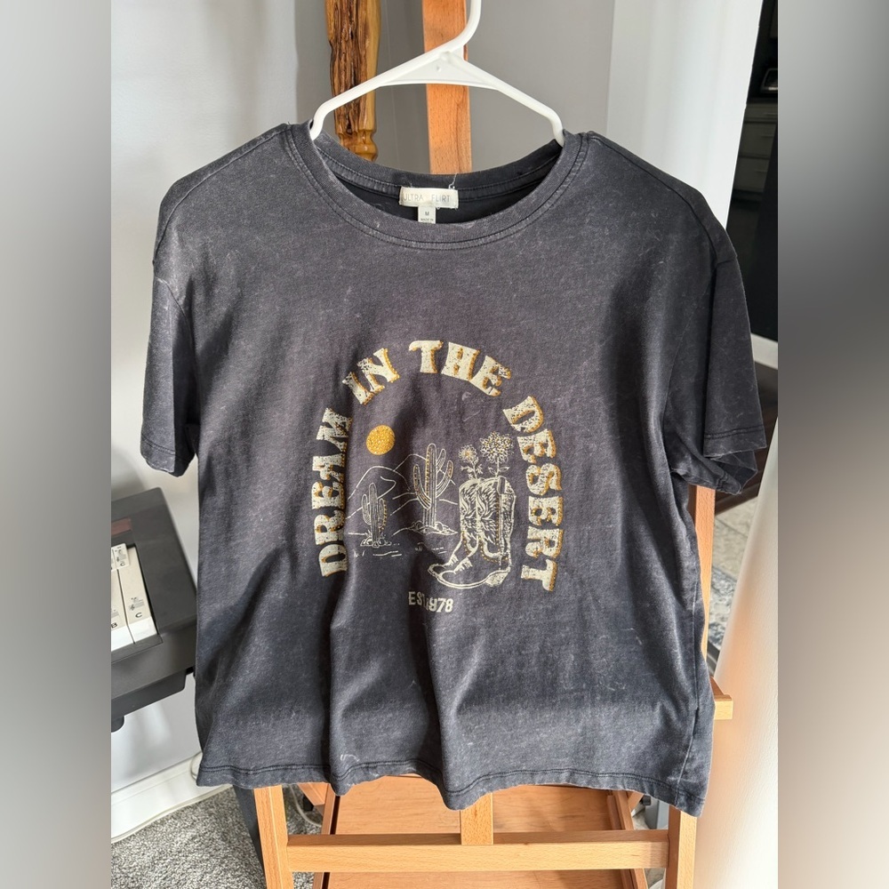 Ultra Flirt Black Graphic 'Dream in the Desert' Tee